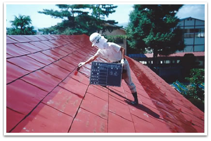 旧山形第九小学校　屋根塗装、塗り替え施工実績
