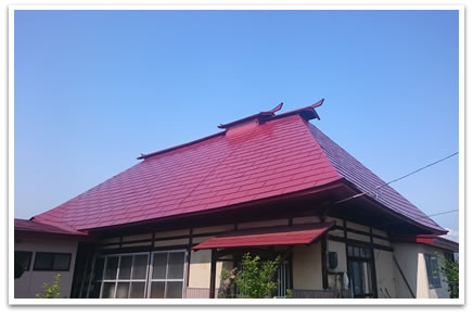 寺庫裡　屋根塗装、塗り替え施工実績例